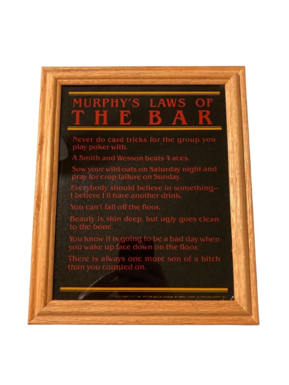 Murphys Laws Of The Bar Framed Vintage Humor Print Wall Art